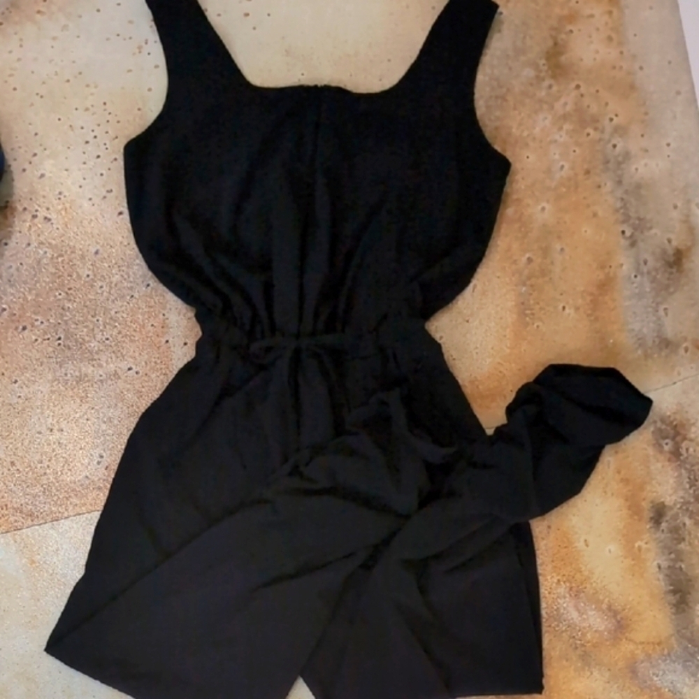 Prana | Railay Black Full Jumpsuit with Drawstring Waistband And Pockets Size M